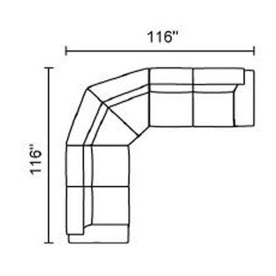 Layout D:  Three Piece Reclining Sectional 116" x 116"