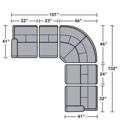 Layout C:  Five Piece Sectional 101" x 102"