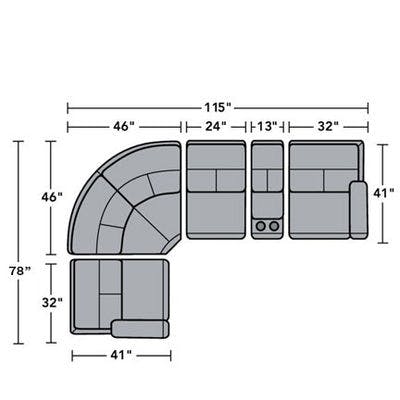 Layout E:  Five Piece Sectional 78" x 115"