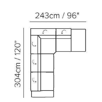 Layout B:  Three Piece Sectional - 120" x 96"