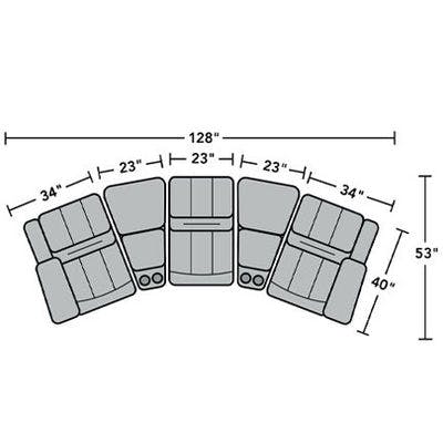 Layout B:  Five Piece Reclining Sectional 128" x 53"