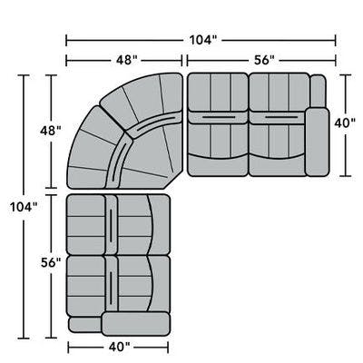 Layout A: Three Piece Reclining Sectional 104" x 104"