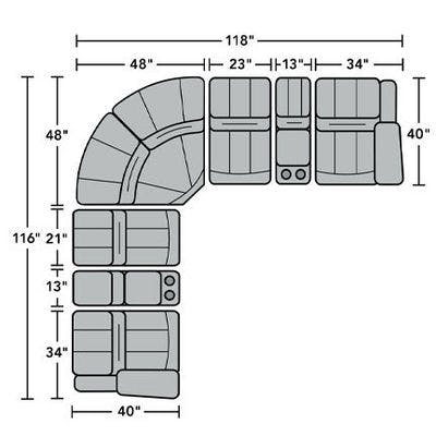 Layout E:  Seven Piece Sectional 116" x 118"