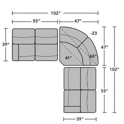 Layout A:  Five Piece Sectional  102" x 102"