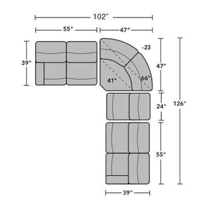 Layout C:  Six Piece Reclining Sectional  102" x 126"