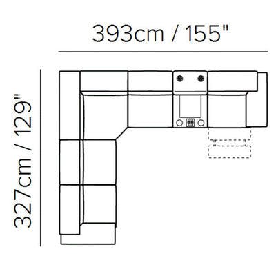 Layout C: Six Piece Reclining Sectional - 129" x 155"