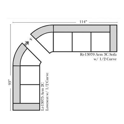 Two Piece Curved Sectional 93" x 114"
