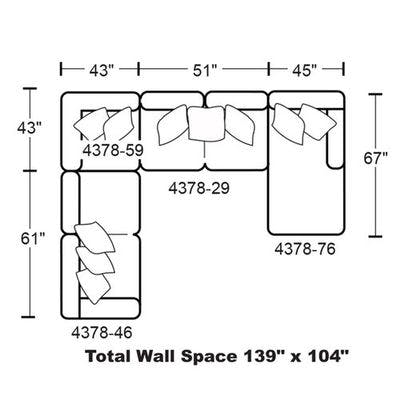 Layout I: Four Piece Sectional 104" x 139" x 67"