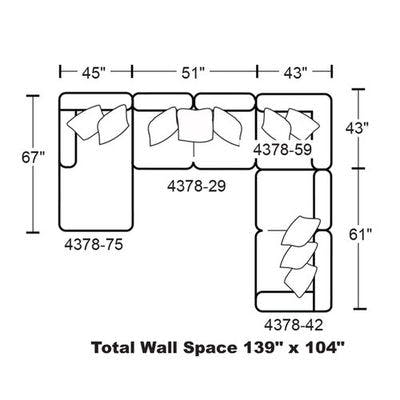 Layout A: Four Piece Sectional 67" x 139" x 104"