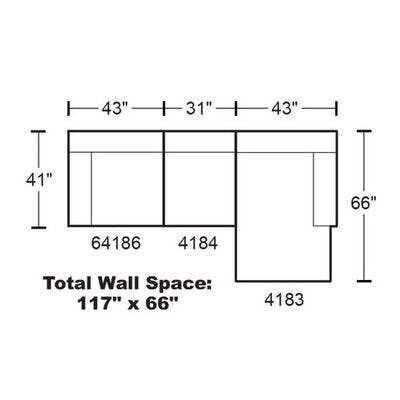 Layout A: Three Piece Sectional 117" x 66"