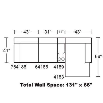 Layout C: Four Piece Sectional 131" x 66"