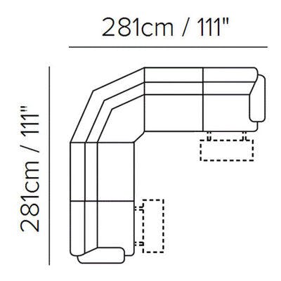 Layout A: Five Piece Reclining Sectional - 111" x 111"