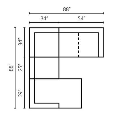 Layout I: Four Piece Sectional (Chaise Left Side) 64" X 88" X 88"