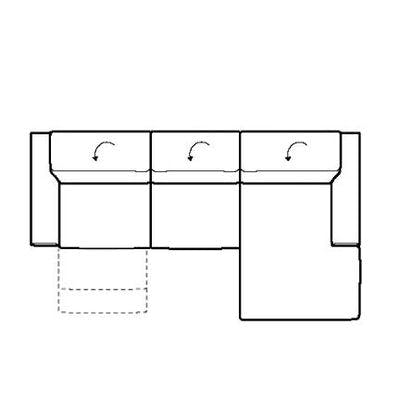 Layout B:  Three Piece Reclining Sectional. 117" Wide