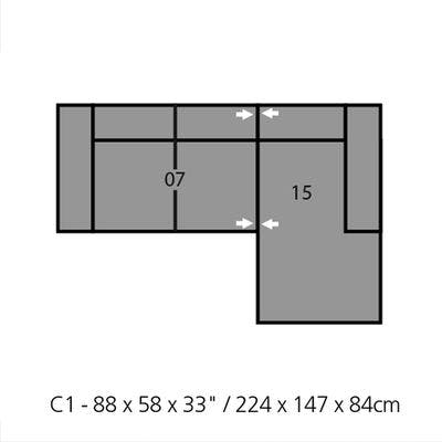 Layout D: Two Piece Sectional 88" x 58"