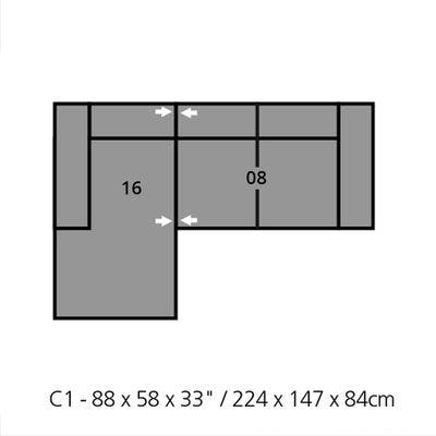 Layout E: Two Piece Sectional 58" x 88"