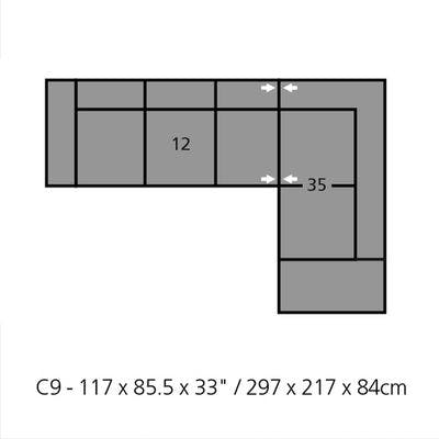 Layout B:  Two Piece Sectional 117" x 85"