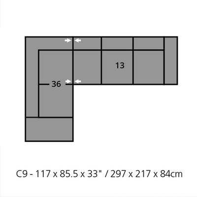 Layout C: Two Piece Sectional 85" x 117"