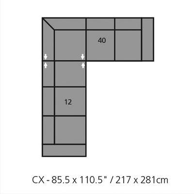 Layout C: Two Piece Sectional 110" x 85"