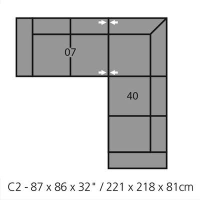 Layout B: Two Piece Sectional 87" x 86"