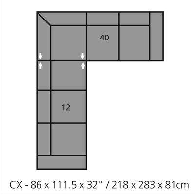 Layout D: Two Piece Sectional 115" x 86"