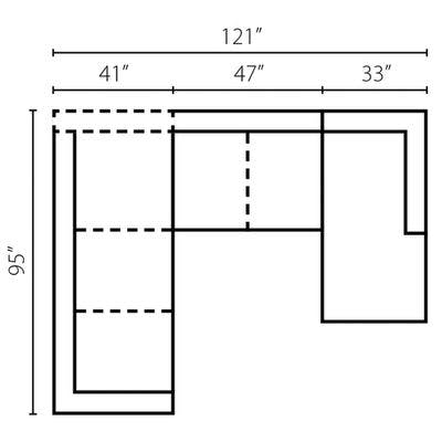 Layout F: Three Piece Sectional (Chaise Right Side) 99" x 121" x 64"